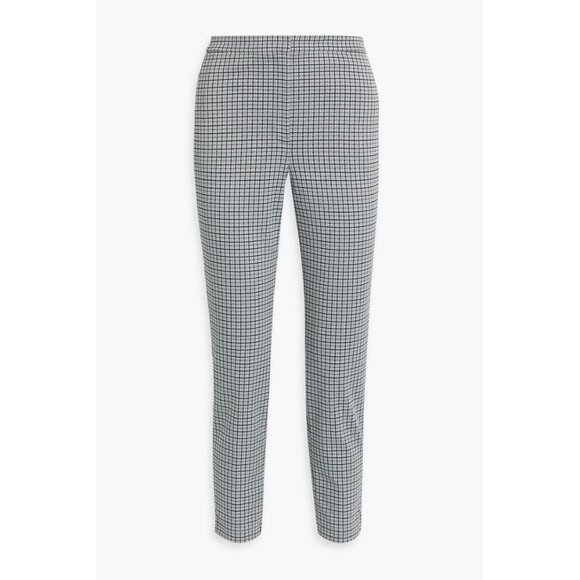 NWT Theory High Waist Taper in Fog Multi Contrast Grid Plaid Slim Ankle Pants 2 - Picture 1 of 11